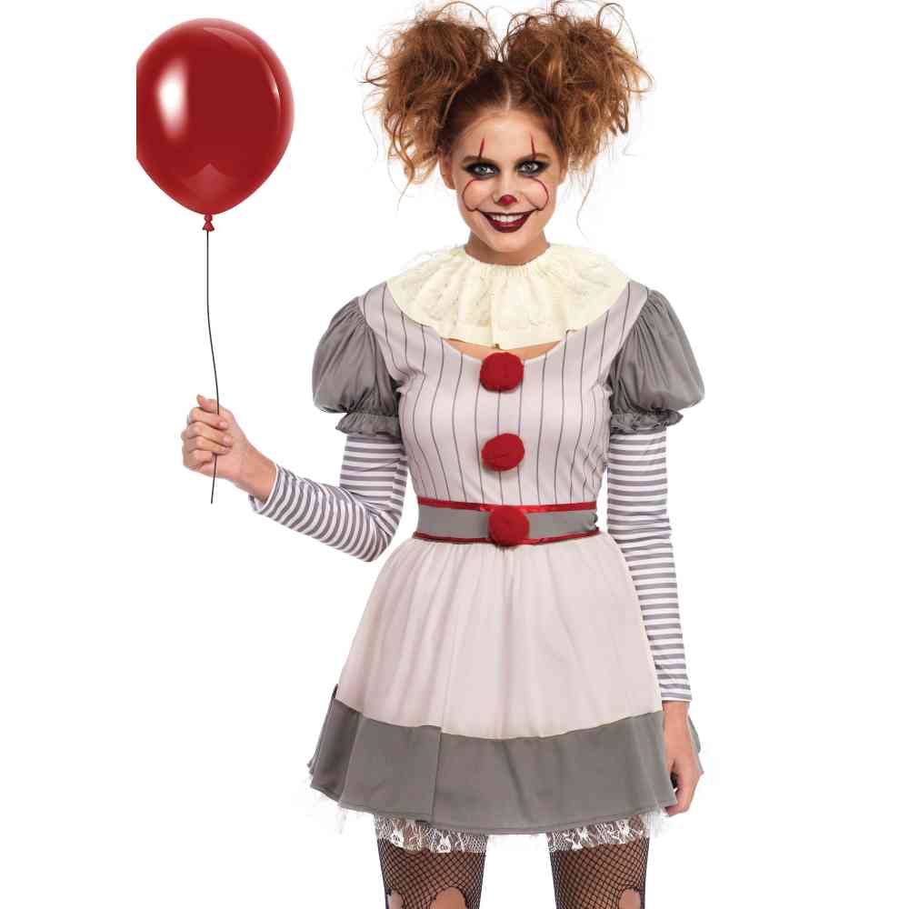 Leg Avenue - Creepy Clown Costume - Gris/Multicolore